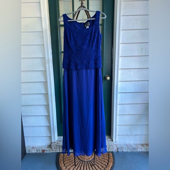 Alex Evenings Formal Dark Blue Dress with Sparkle Detailed Bodice Size 12 - Picture 1 of 6
